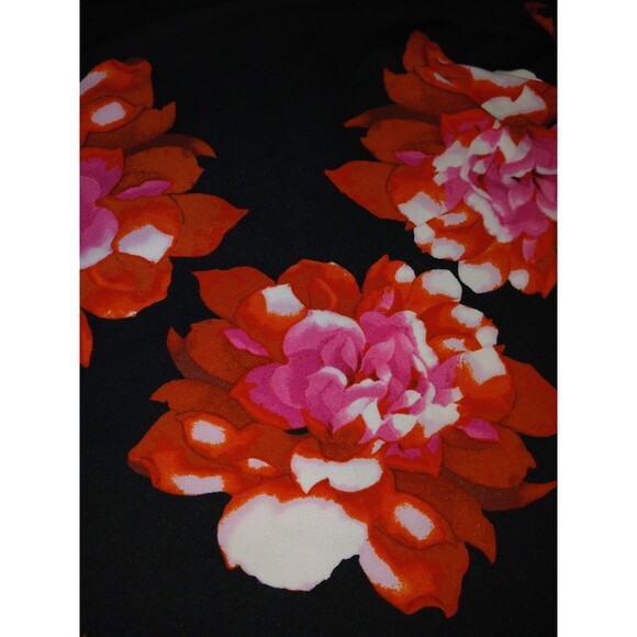 Bisou Bisou Black Floral Retro 90s Vibe Pencil Dress Sz 12 Off Shoulder Back Zip - Picture 10 of 11